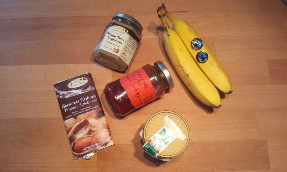 Schokolade, Honig, Marmelade, Nussaufstrich, Bananen